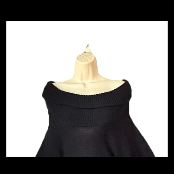 Wet Seal Juniors Off Shoulder Knit Sweater Dress M Black Semi-Sheer Knee Length - Picture 2 of 9